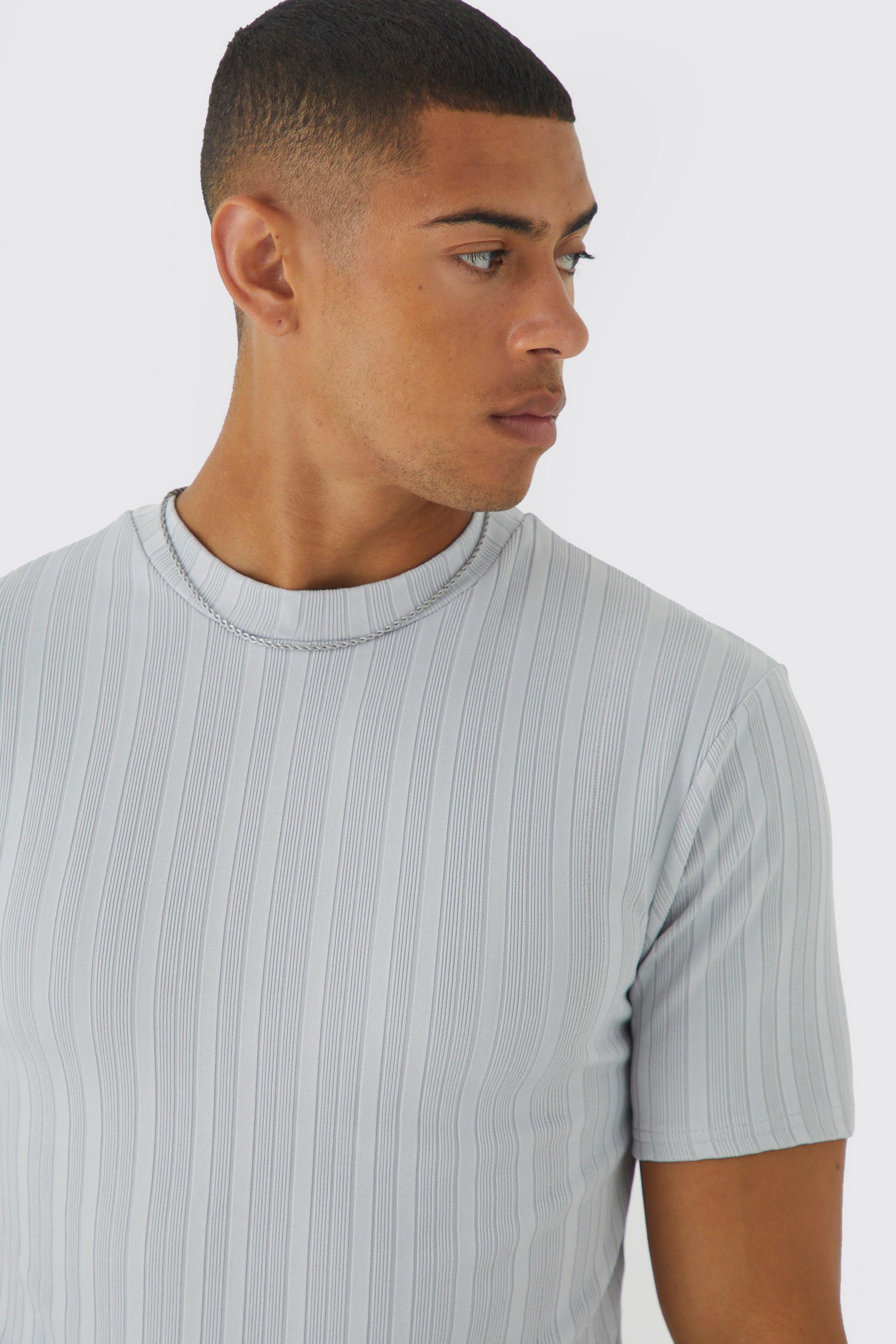 Grey ribbed t store shirt